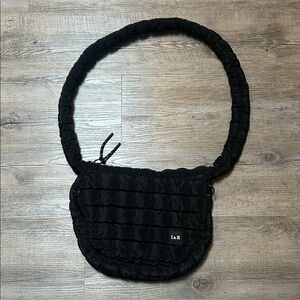 I&R Blue Quilted Puffer black crossbody Bag Iris and Rainbow